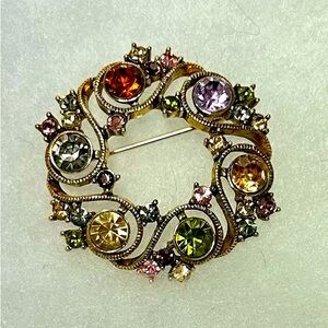 Monet multi color gem brooch